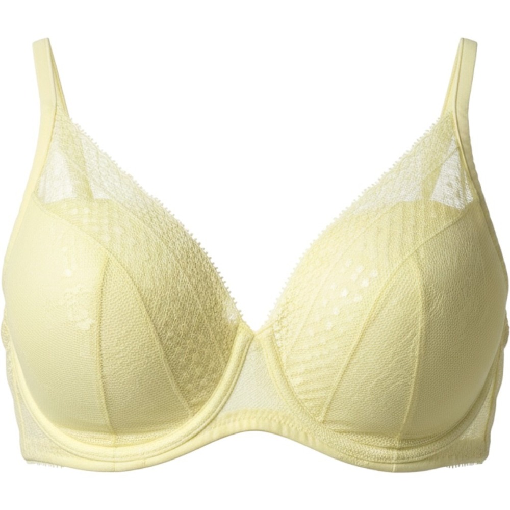 Incredible By Victoria Secret Plunge Women Bra 34DD Yellow Mesh Lace Push Up